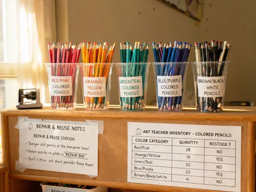 Classroom color reuse station